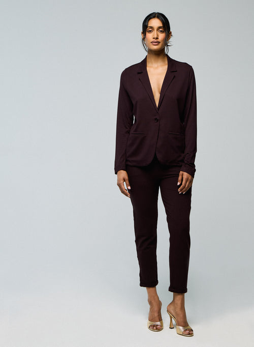 Aubergine Jacke Langärmelige Jacke aus Viskose / Elasthan - MAJESTIC FILATURES