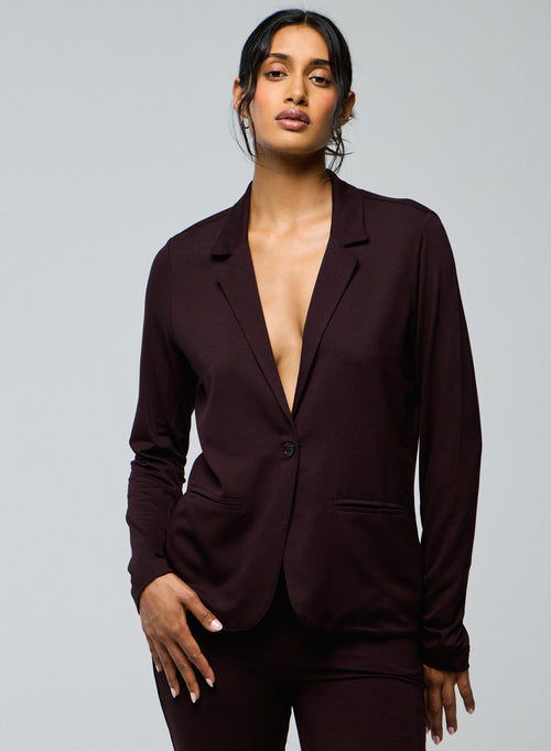 Aubergine Jacke Langärmelige Jacke aus Viskose / Elasthan - MAJESTIC FILATURES