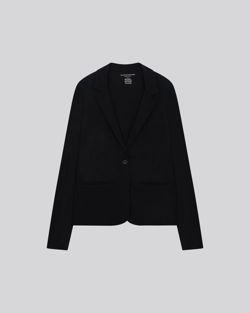 Veste Noire Col Veste Manches Longues en Viscose / Élasthanne - MAJESTIC FILATURES