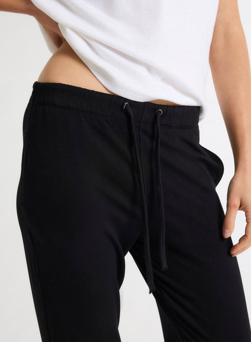 Pantalon Noir Daphné à revers en Viscose / Élasthanne - MAJESTIC FILATURES