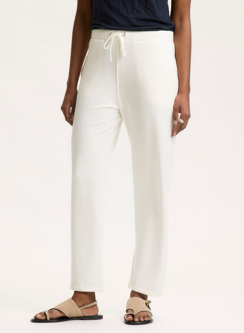 Pantalon Blanc en Viscose / Élasthanne - MAJESTIC FILATURES