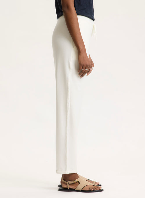 Pantalon Blanc en Viscose / Élasthanne - MAJESTIC FILATURES