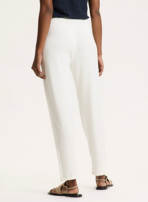 Pantalon Blanc en Viscose / Élasthanne - MAJESTIC FILATURES