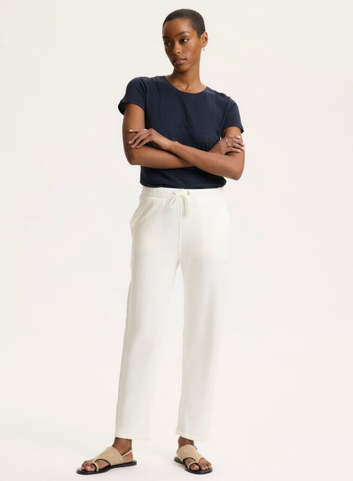 Pantalon Blanc en Viscose / Élasthanne - MAJESTIC FILATURES