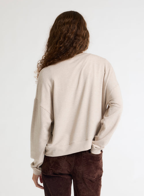Sweat Beige Col Rond Manches Longues en Viscose / Élasthanne - MAJESTIC FILATURES