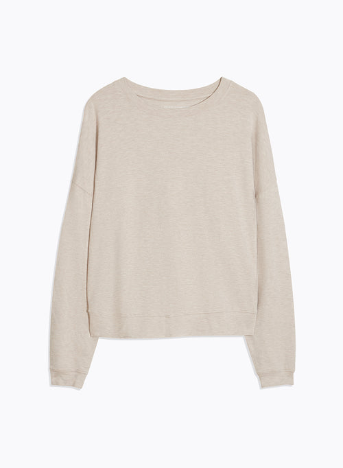 Sweat Beige Col Rond Manches Longues en Viscose / Élasthanne - MAJESTIC FILATURES