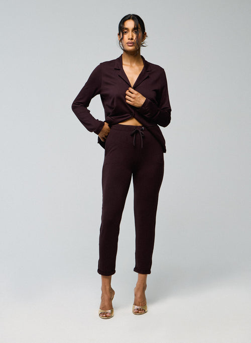 Pantalon Aubergine en Viscose / Elasthanne - MAJESTIC FILATURES
