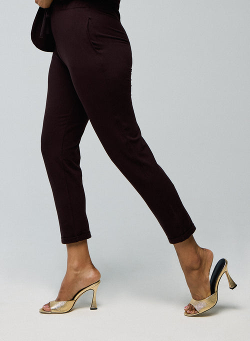 Pantalon Aubergine en Viscose / Elasthanne - MAJESTIC FILATURES