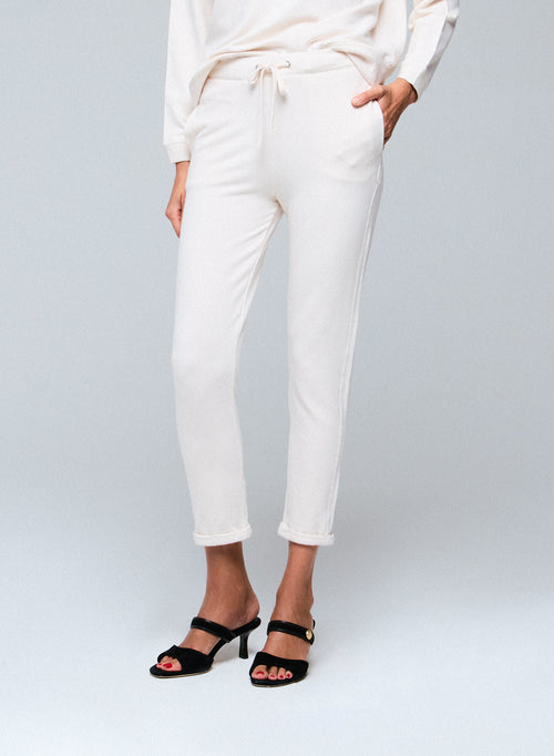 Pantalon Blanc en Viscose / Elasthanne - MAJESTIC FILATURES