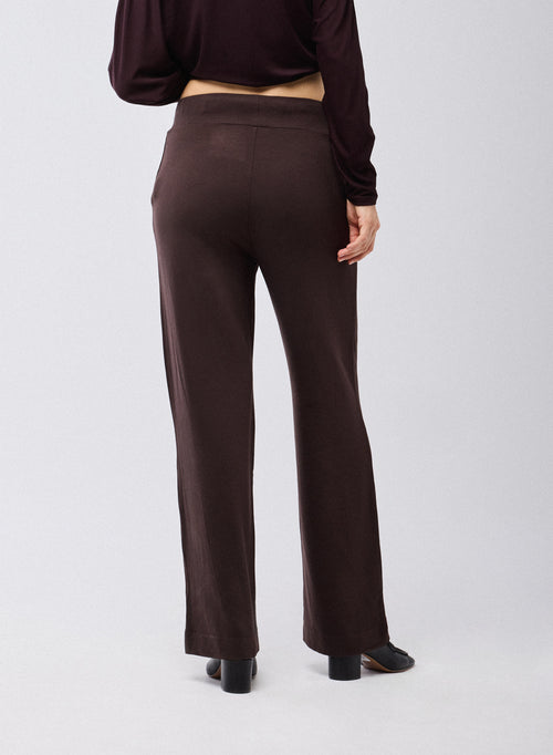 Braune Hose aus Viskose / Elasthan - MAJESTIC FILATURES