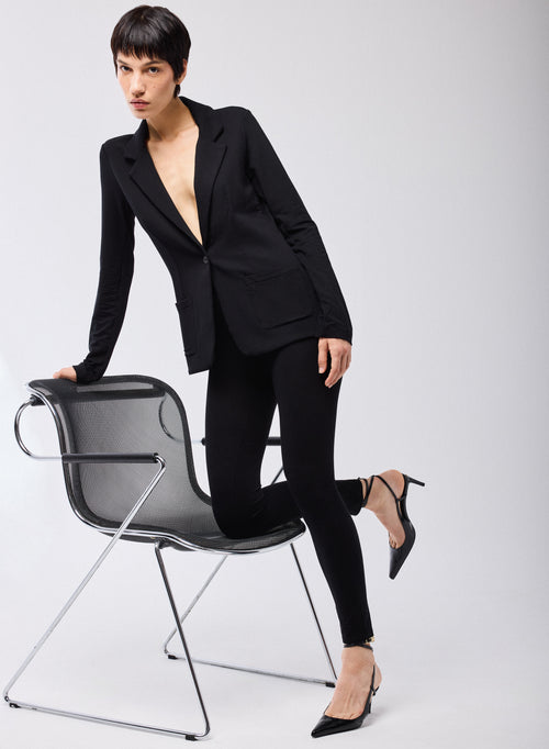 Veste Noire Manches Longues en Viscose / Elasthanne - MAJESTIC FILATURES