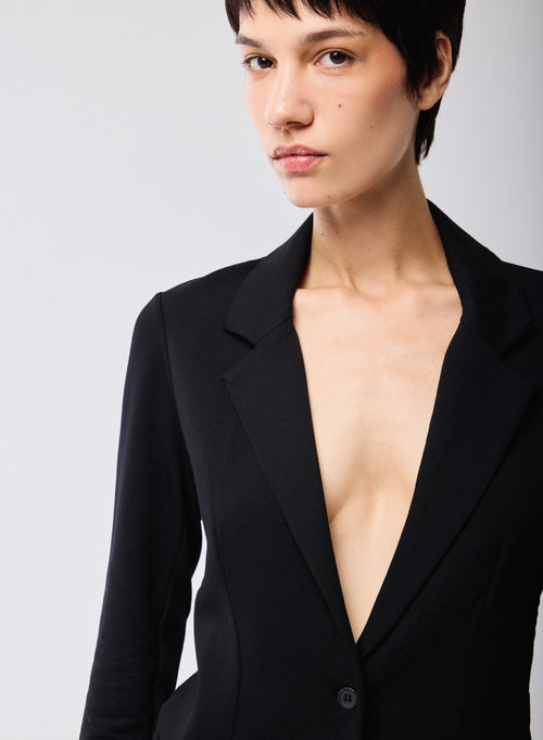 Veste Noire Manches Longues en Viscose / Elasthanne - MAJESTIC FILATURES