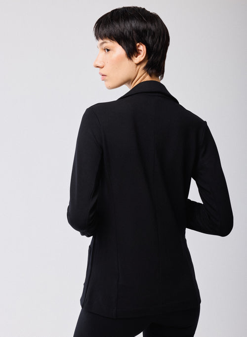 Veste Noire Manches Longues en Viscose / Elasthanne - MAJESTIC FILATURES