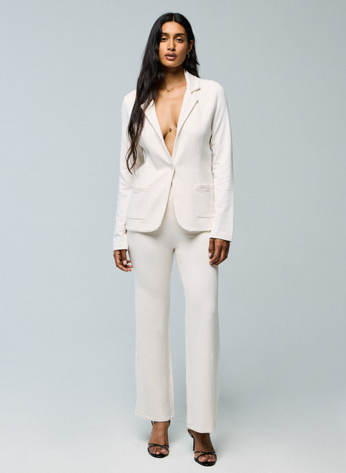 Veste Blanche Manches Longues en Viscose / Elasthanne - MAJESTIC FILATURES