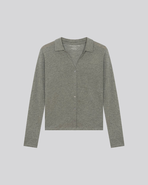Chemise Gris Chemise Manches Longues en Coton Organique / Cachemire - MAJESTIC FILATURES