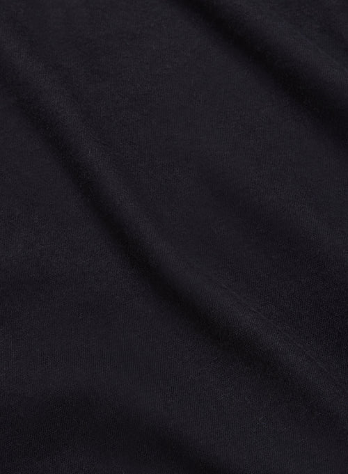 T-shirt Noir Col Rond Manches Longues en Coton et Cachemire - MAJESTIC FILATURES