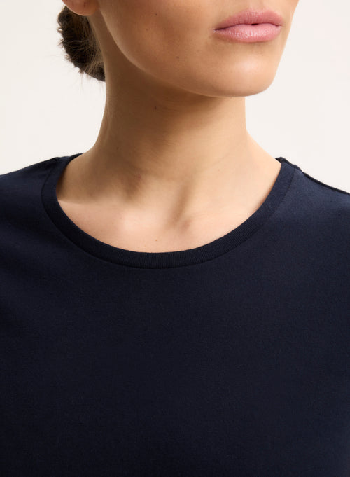 T-shirt Marine Jamie Col Rond Manches Courtes en Coton Organique - MAJESTIC FILATURES