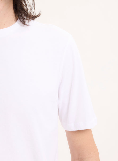 T-shirt Blanc Julien Col Rond Manches Courtes en Deluxe Coton - MAJESTIC FILATURES