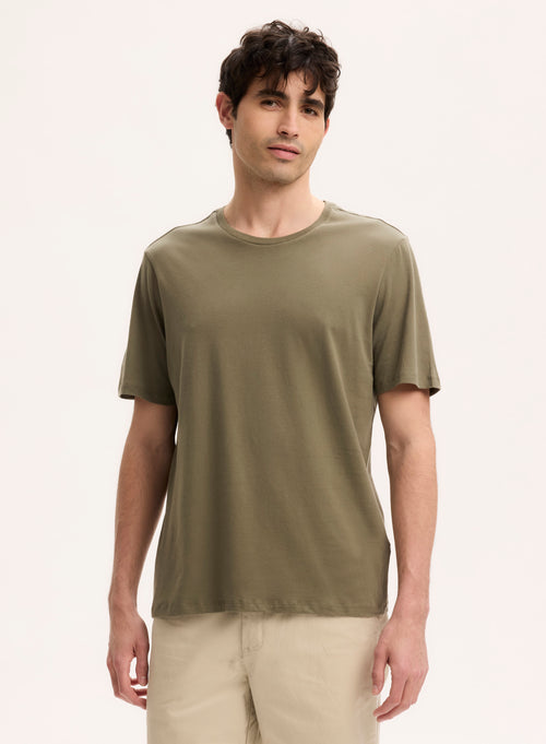Tee shirt Vert Col Rond Manches Courtes en Coton organique - MAJESTIC FILATURES