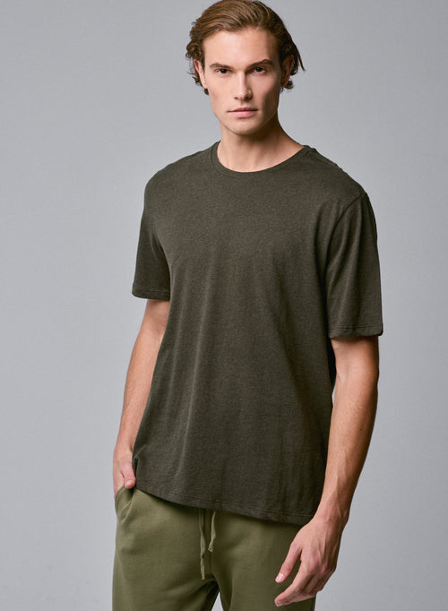 Grünes Kurzarm-T-Shirt mit Rundhalsausschnitt aus Bio-Baumwolle - MAJESTIC FILATURES