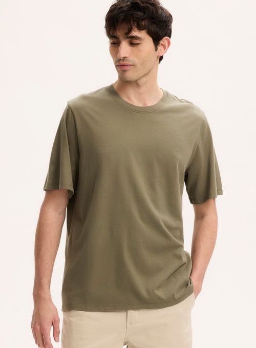 Tee shirt Vert Col Rond Manches Courtes en Coton organique - MAJESTIC FILATURES