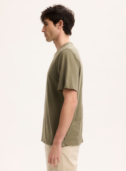 Tee shirt Vert Col Rond Manches Courtes en Coton organique - MAJESTIC FILATURES