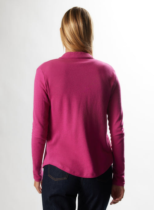 Chemise Pourpre Manches Longues en Coton et Cachemire - MAJESTIC FILATURES
