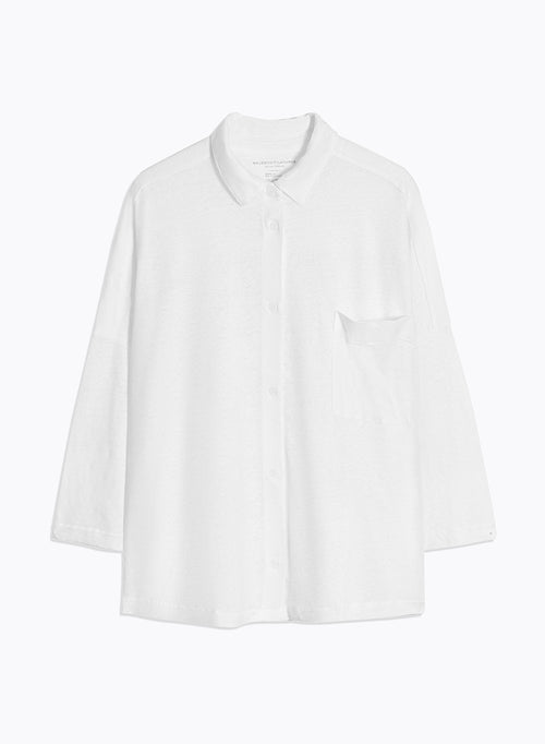 Chemise Blanche Col Chemise Manches Trois quarts en Lin / Elasthanne - MAJESTIC FILATURES
