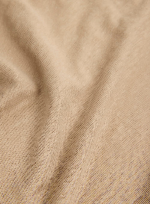 Gilet Beige Col Profond Manches Longues en Lin / Elasthanne - MAJESTIC FILATURES