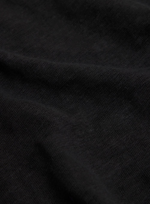 Schwarzes T-Shirt mit 3/4-Ärmeln und Bootsausschnitt aus Leinen - MAJESTIC FILATURES