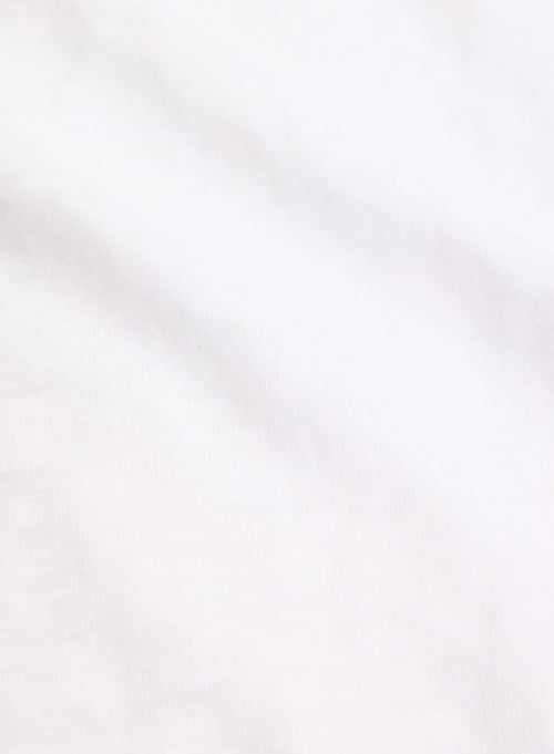 T-shirt Blanc Col V Manches Courtes en Lin / Elasthanne - MAJESTIC FILATURES