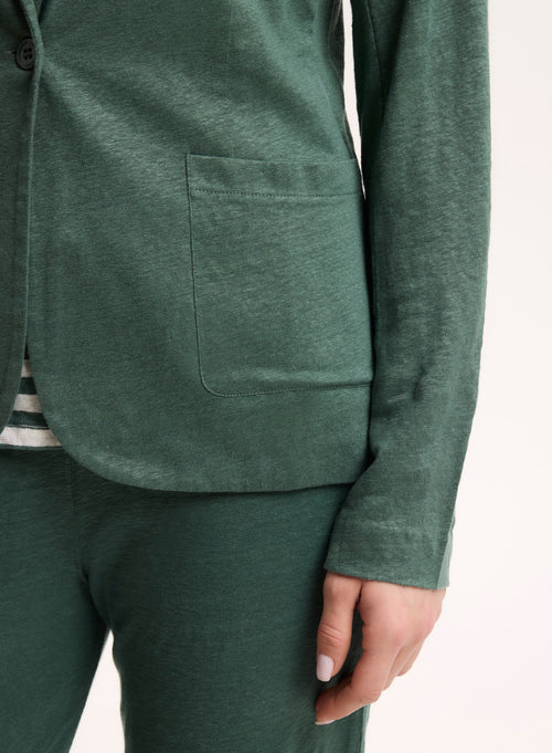 Veste Verte Manches Longues en Lin / Elasthanne - MAJESTIC FILATURES