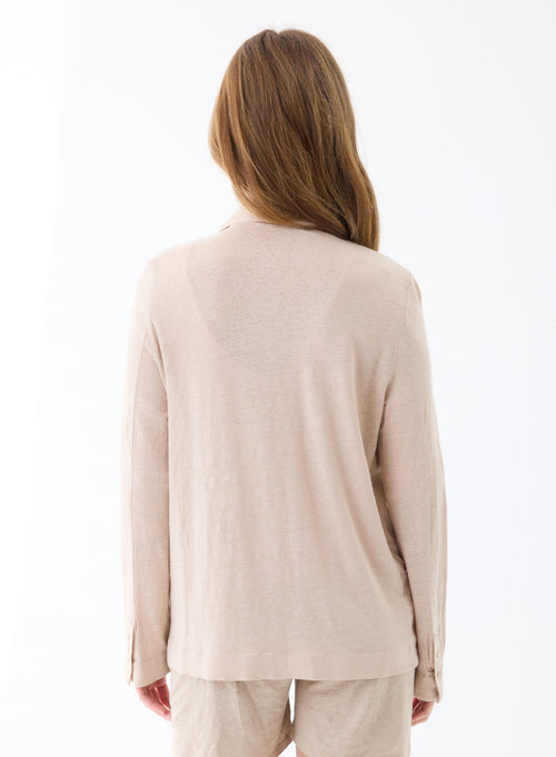 Veste Sable Manches Courtes en Lin / Elasthanne - MAJESTIC FILATURES