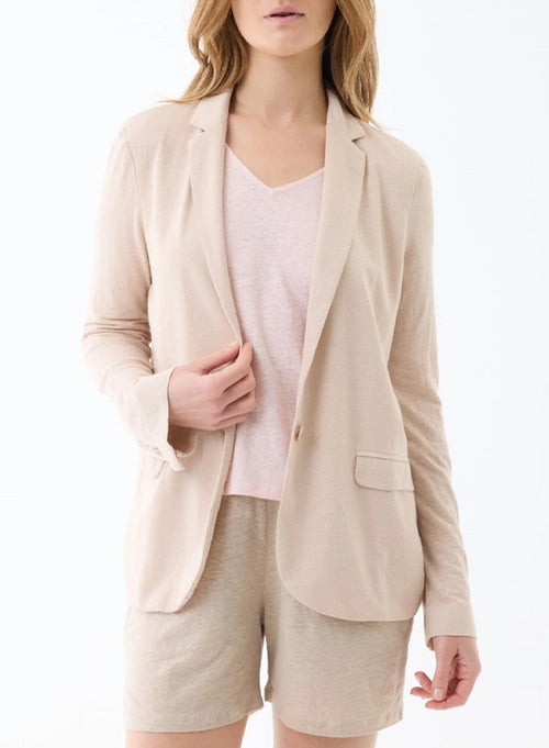 Veste Sable Manches Courtes en Lin / Elasthanne - MAJESTIC FILATURES