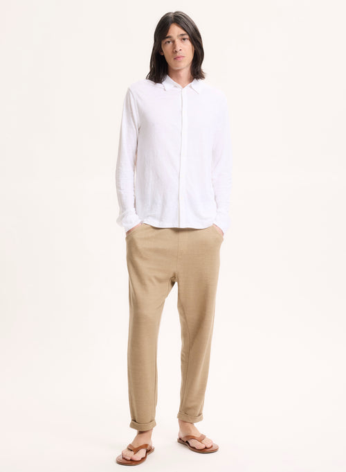 Chemise Blanche Manches Longues en Lin / Elasthanne - MAJESTIC FILATURES