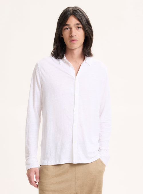 Chemise Blanche Manches Longues en Lin / Elasthanne - MAJESTIC FILATURES