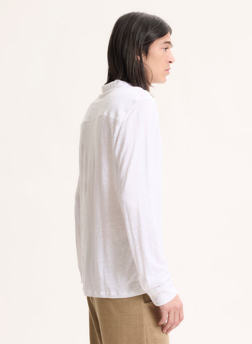 Chemise Blanche Manches Longues en Lin / Elasthanne - MAJESTIC FILATURES