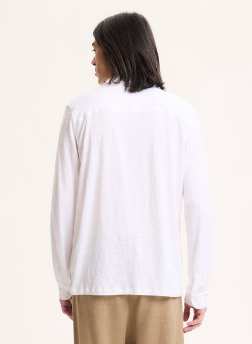 Chemise Blanche Manches Longues en Lin / Elasthanne - MAJESTIC FILATURES