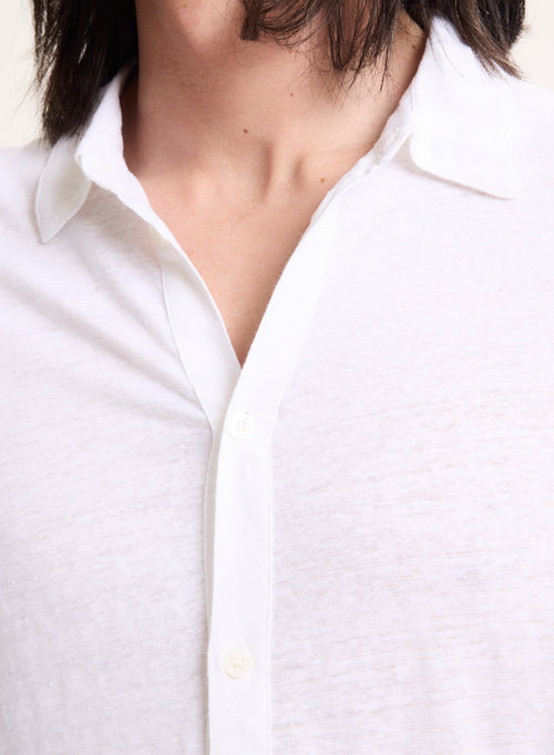 Chemise Blanche Manches Longues en Lin / Elasthanne - MAJESTIC FILATURES