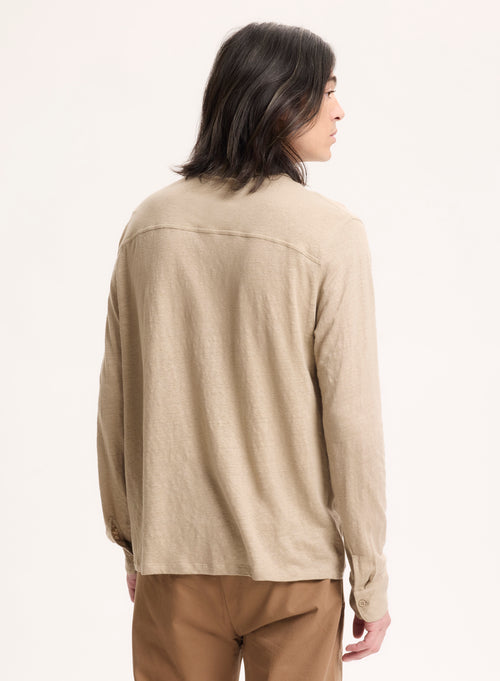 Beigefarbenes Langarmhemd aus Leinen  - MAJESTIC FILATURES