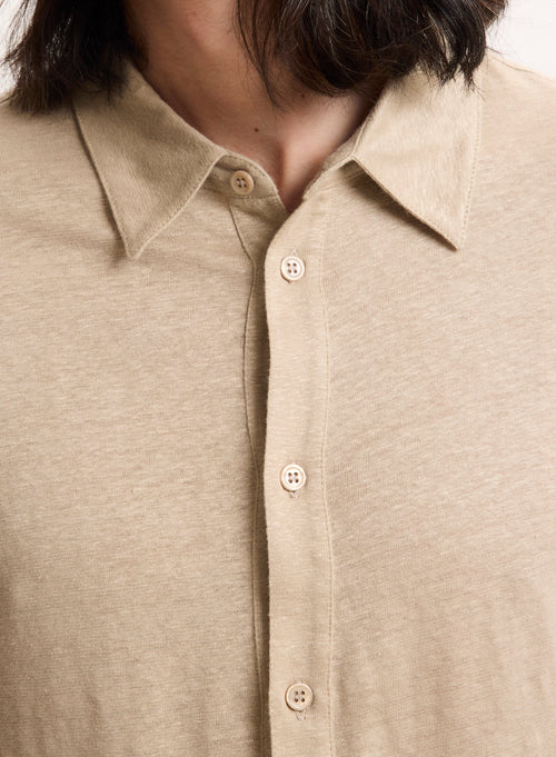 Beigefarbenes Langarmhemd aus Leinen  - MAJESTIC FILATURES