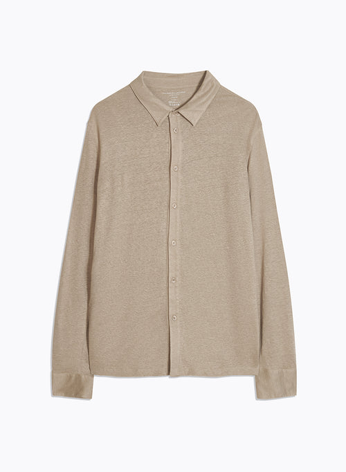 Beigefarbenes Langarmhemd aus Leinen  - MAJESTIC FILATURES
