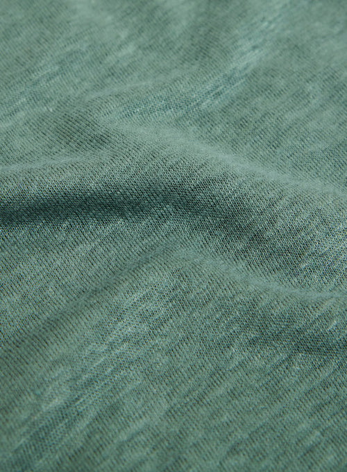 Tee shirt Vert Col Rond Manches Courtes en Lin / Elasthanne - MAJESTIC FILATURES