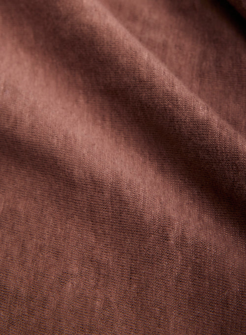 T-shirt Marron Col Rond Manches Longues en Lin / Elasthanne - MAJESTIC FILATURES
