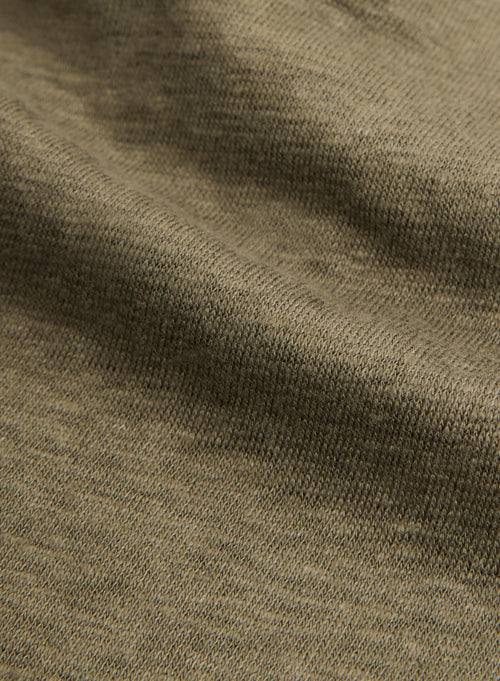 T-shirt Vert Col Rond Manches Longues en Lin / Elasthanne - MAJESTIC FILATURES