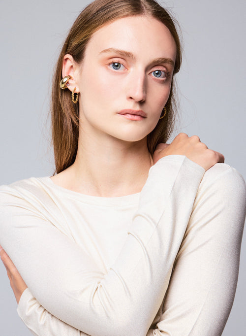 T-shirt Blanc Col Bateau Manches Longues en Viscose et Elasthanne - MAJESTIC FILATURES