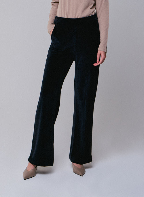 Pantalon Noir Droit en Velours - MAJESTIC FILATURES