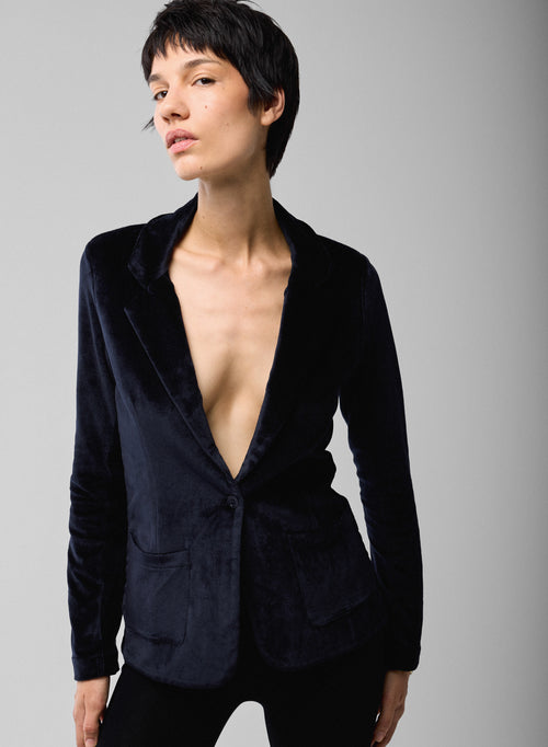 Marine-Jacke mit langen Ärmeln aus organischer Baumwolle / Modal / Elastan - MAJESTIC FILATURES