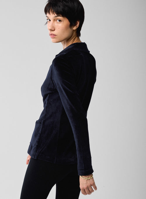 Marine-Jacke mit langen Ärmeln aus organischer Baumwolle / Modal / Elastan - MAJESTIC FILATURES