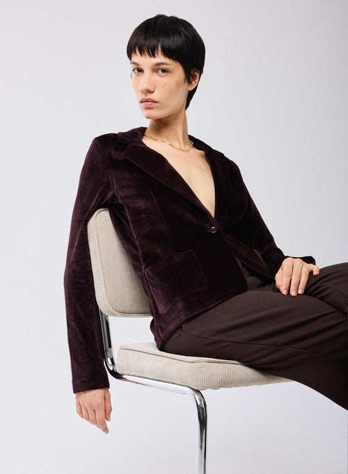 Violette Jacke Lange Ärmel aus Bio-Baumwolle / Modal / Elasthan - MAJESTIC FILATURES
